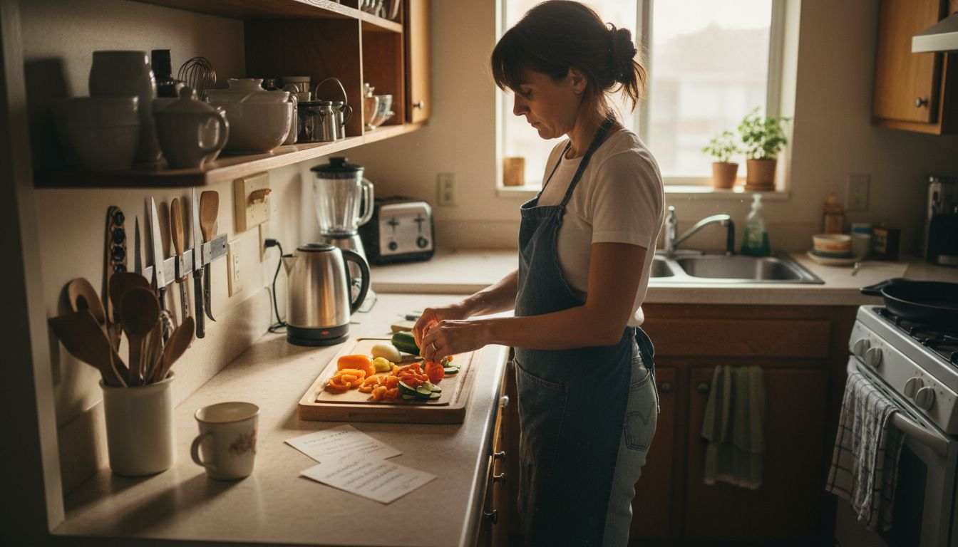 Setting up kitchen essentials for cooking