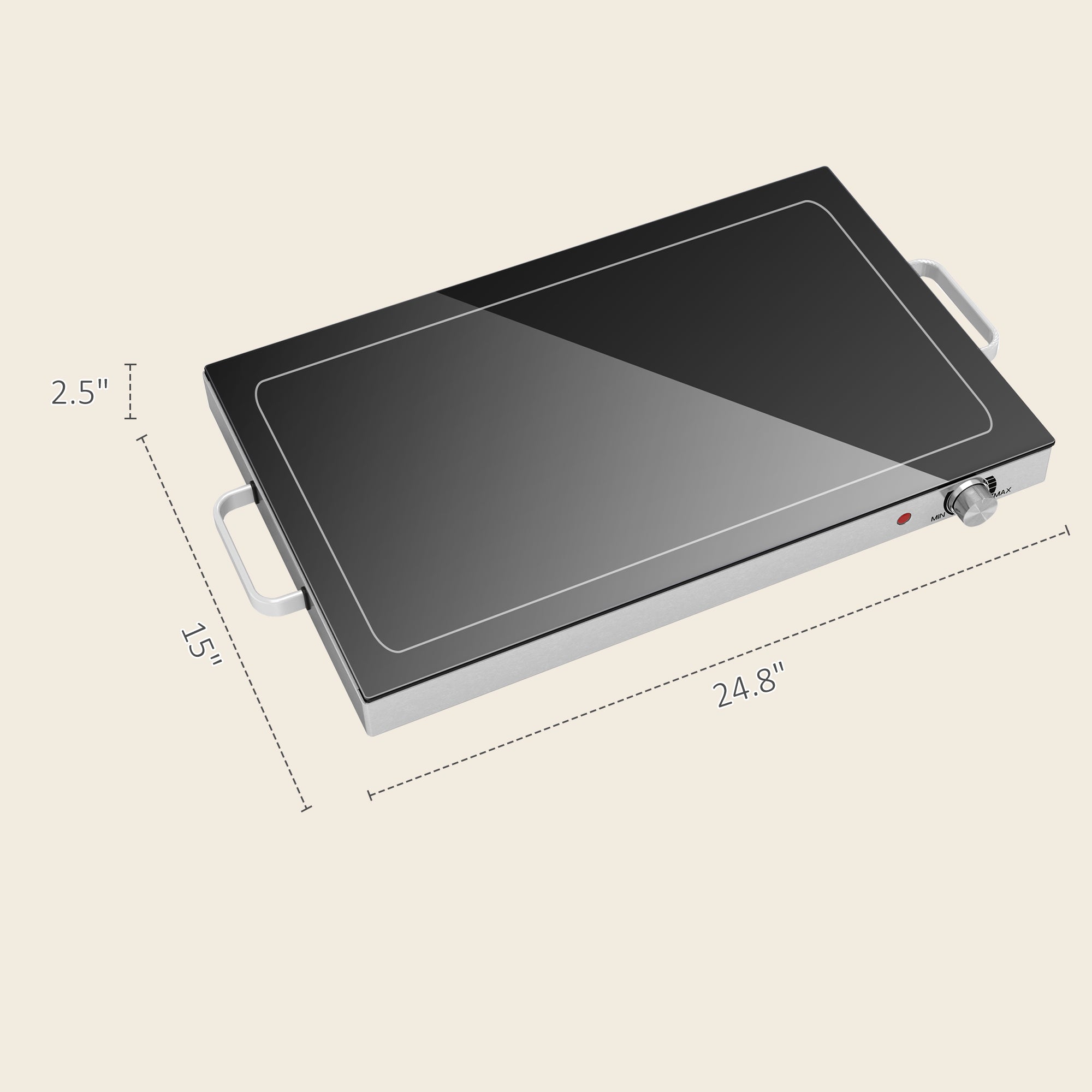 Food Warmer with Adjustable Temperature, Electric Warming Tray with Cool-Touch Handles for Parties, Buffets, Black