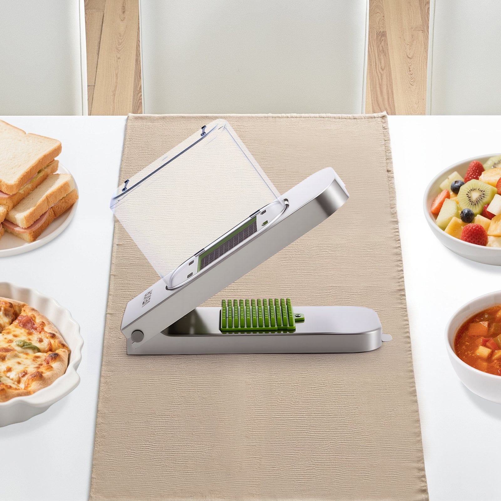 Vegetable Chopper Food Veggie Cutter 3 Stainless Onion Slicer With Container