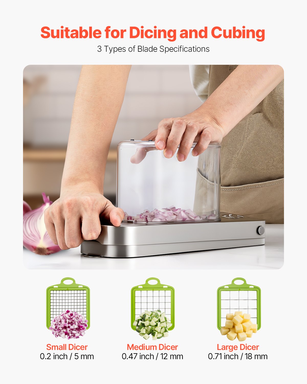 Vegetable Chopper Food Veggie Cutter 3 Stainless Onion Slicer With Container